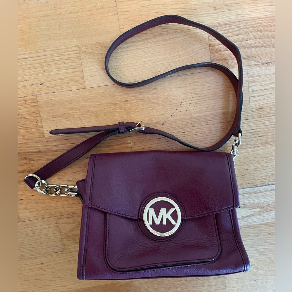 Michael Kors burgundy leather cross body. Gently worn.